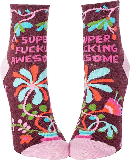 Blue Q ankle socks, Women sizes 5-10, Super Fucking Awesome