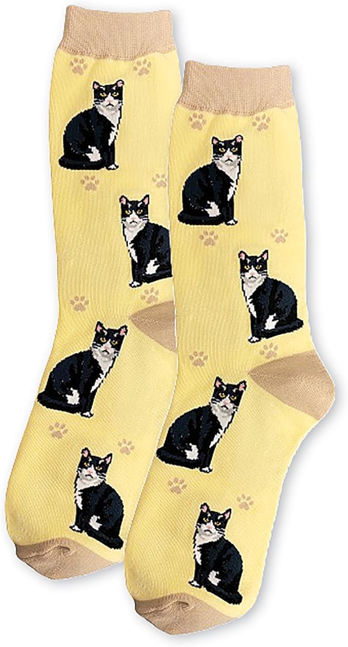 Happy Tails Black and White Cat Socks Pet Lovers One Size Fit Most