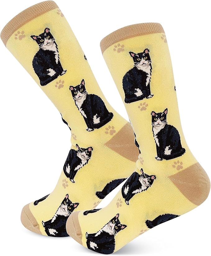 Happy Tails Black and White Cat Socks Pet Lovers One Size Fit Most