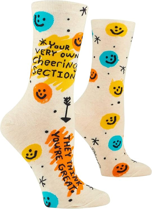 Blue Q women's socks, size 5-10, "Your very own Cheering section"
