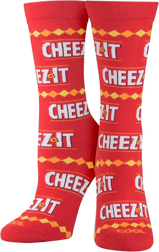 Odd Sox Funny Cheez It Crackers Novelty Crew Socks for Men & Women, Fun Graphic Print