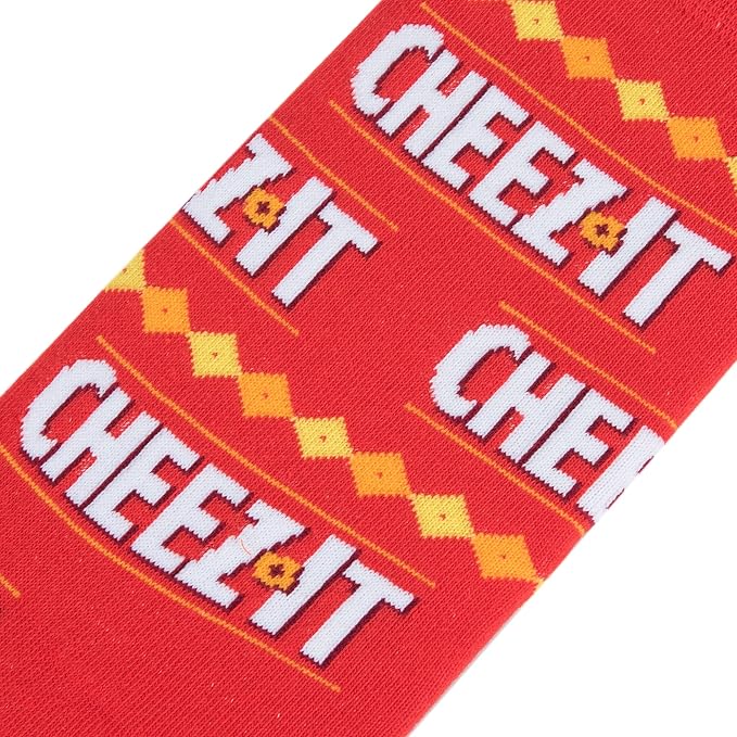 Odd Sox Funny Cheez It Crackers Novelty Crew Socks for Men & Women, Fun Graphic Print