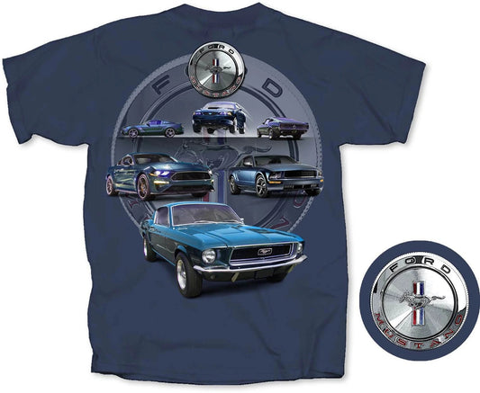 Joe Blow T's Ford Mustang Circle Men's Blue T-Shirt 1st 4th 5th 6th Gen Size Med