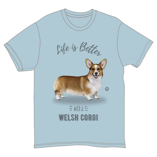 Life is Better with a Welsh Corgi T-Shirt, Light Gray, Sizes S-XXL, Dog Lover Graphic Tee