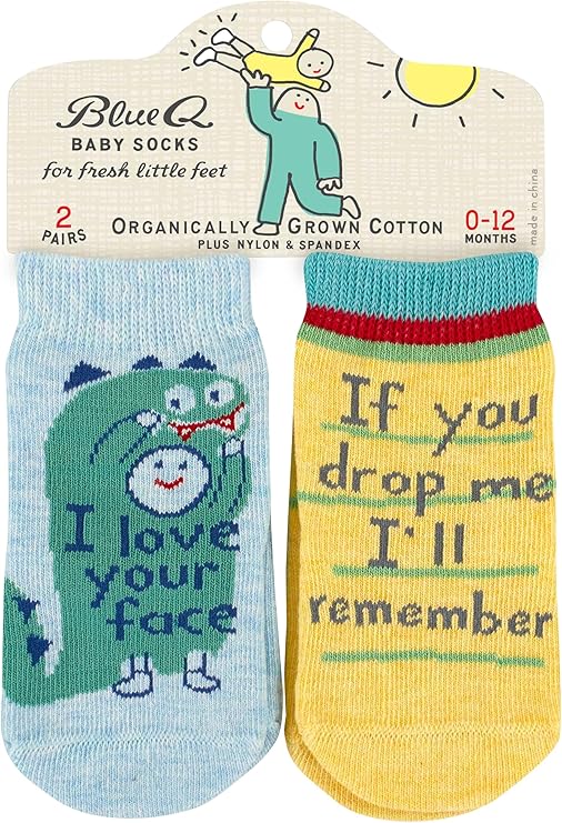 Blue Q baby socks, Face and I'll remember, Size 0-12 months