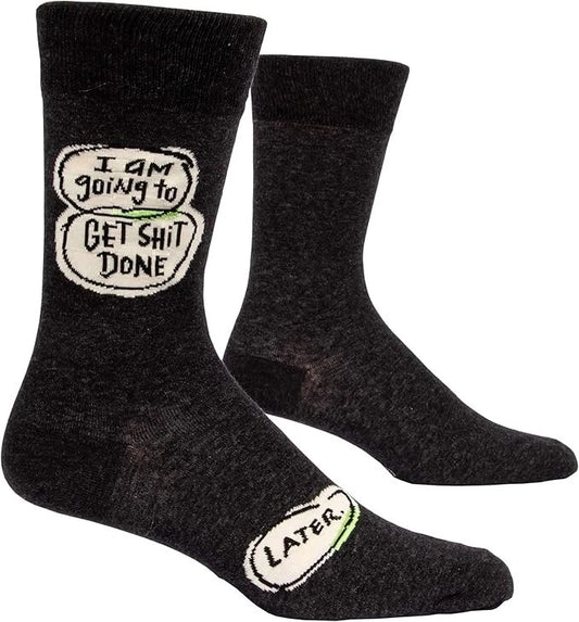 Blue Q Men’s Funny Novelty Crew Socks I'm going to get Sh*t done, Later Socks