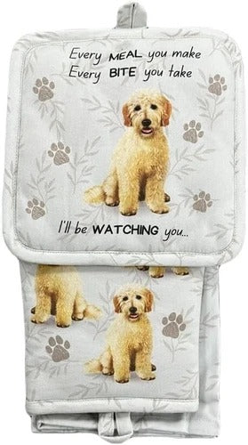 Goldendoodle 3-Piece Kitchen Set - Oven Mitt, Pot Holder & Kitchen Towel Set