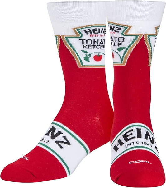 Cool Socks, Heinz Ketchup, Mens Womens Crew, Funny Graphic Print, Large