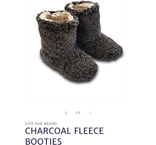 LIVE OAK BRAND ADULT FLEECE BOOTIES Charcoal Black Slippers Women's Size Large