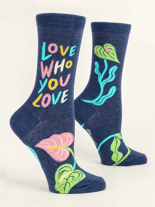 Blue Q Women's Crew Socks Love Who You Love socks size women size 5-10