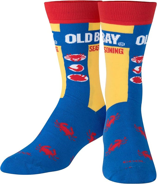 Cool Socks Novelty Crew Socks Men's Women's, Old Bay, Graphic Print, Large