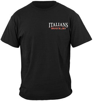 Italians Rules Nationality 100% Cotton Black T-Shirt