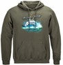 Tarpon Attack Flat Fishing Fishing 8oz 50/50 Hood Military Green Hooded Sweat Shirt