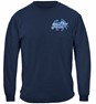 Blue Claw Crab In Your Face Fishing 100% Cotton Navy Long Sleeve T-Shirt