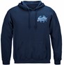 Blue Claw Crab In Your Face Fishing 8oz 50/50 Navy Hooded Sweat Shirt