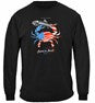 Patriotic Blue Claw Crab Fishing 100% Cotton Black Long Sleeve T-Shirt