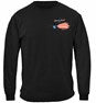Patriotic Fluke Fishing 100% Cotton Black Long Sleeve T-Shirt