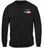 Patriotic Striped Bass Fishing 100% Cotton Black Long Sleeve T-Shirt