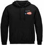 Patriotic Fluke Fishing 8oz 50/50 Black Hooded Sweat Shirt