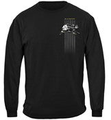 Black Flag Patriotic Blackfish Fishing 100% Cotton Black Long Sleeve T-Shirt