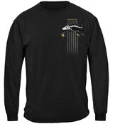 Black Flag Patriotic Bone Fish Fishing 100% Cotton Black Long Sleeve T-Shirt