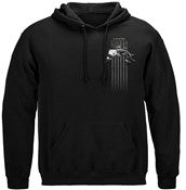 Black Flag Patriotic Catfish Fishing 8oz 50/50 Black Hooded Sweat Shirt