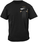 Black Flag Patriotic Shark Fishing 100% Cotton Black T-Shirt