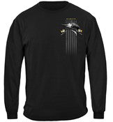 Black Flag Patriotic Marlin Fishing 100% Cotton Black Long Sleeve T-Shirt