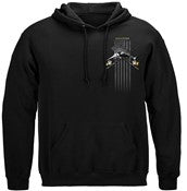 Black Flag Patriotic Sailfish Fishing 8oz 50/50 Black Hooded Sweat Shirt
