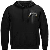 Black Flag Patriotic Tuna Fishing 8oz 50/50 Black Hooded Sweat Shirt