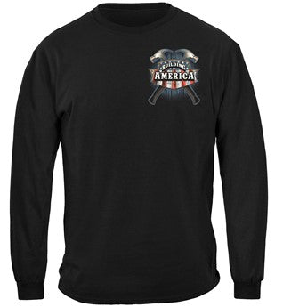 American's Carpenter Blue Collar Worker 100% Cotton Black Long Sleeves T-Shirt