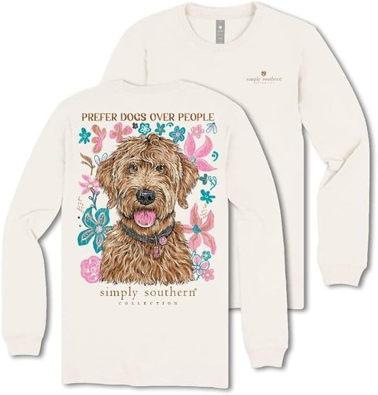 Simply Southern Prefer Dogs Over People - Flowers - Adult Long Sleeve