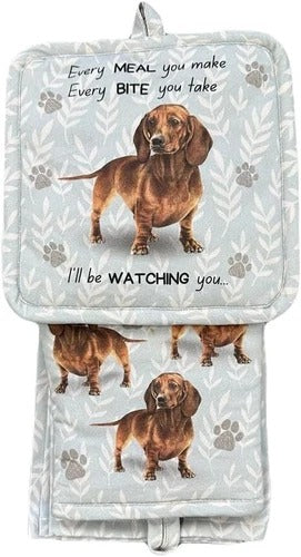 Dachshund 3-Piece Kitchen Set - Oven Mitt, Pot Holder & Kitchen Towel Set