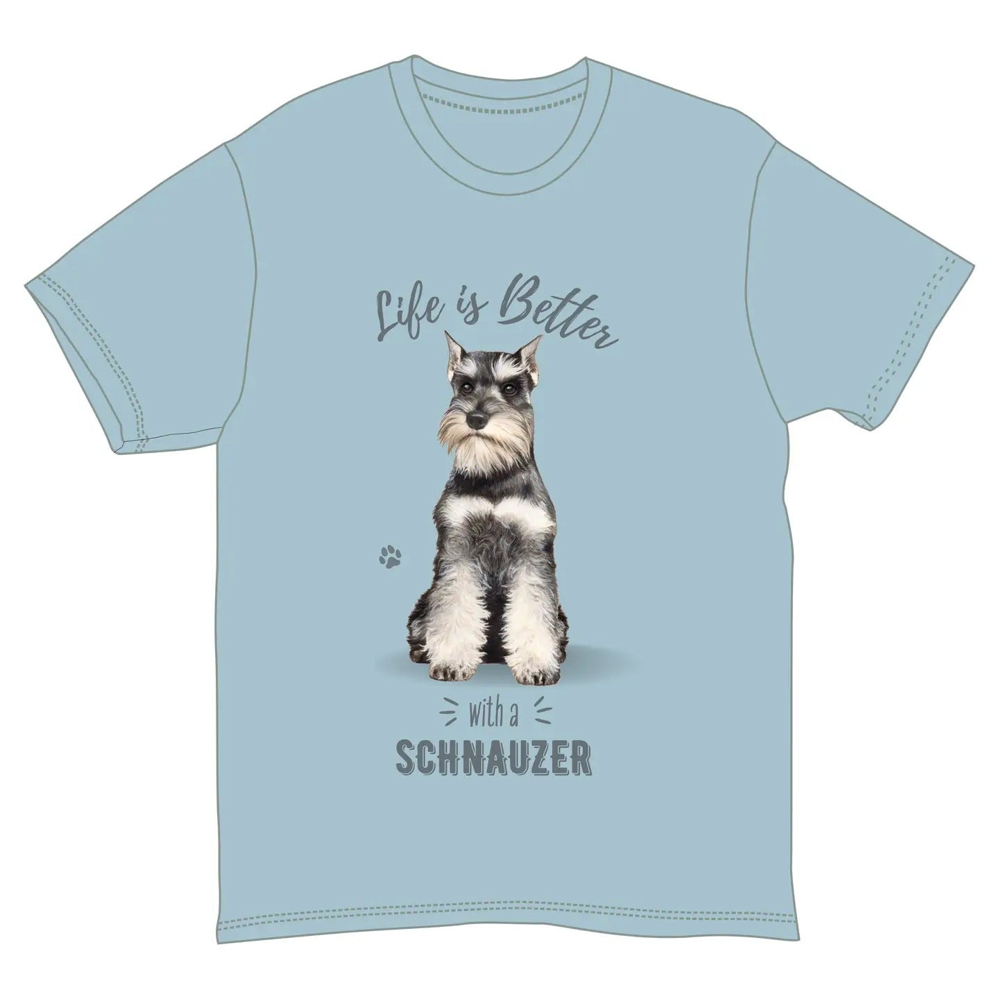 Life is Better with a Schnauzer T-Shirt, Dog Lover Graphic Tee, Blue, Multiple Sizes S-XXL