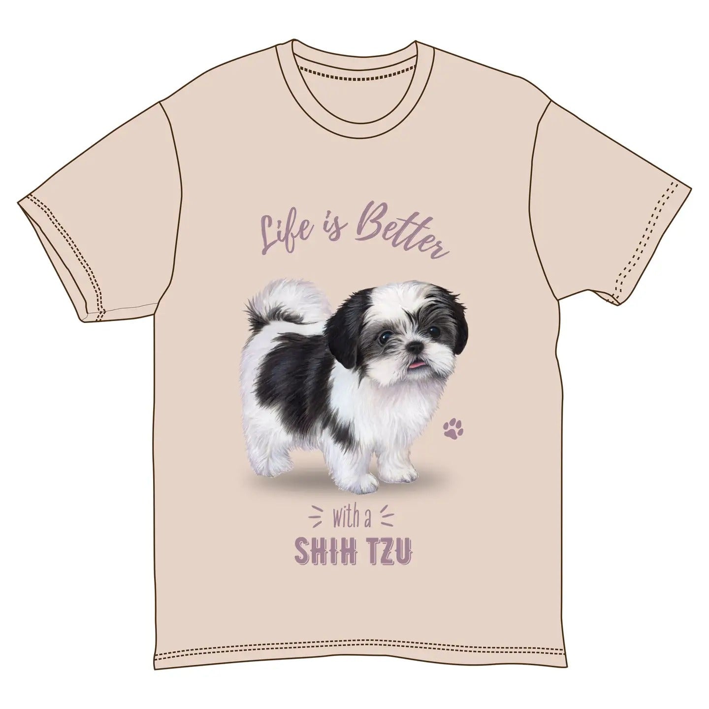 Life is Better with a Shih Tzu T-Shirt, Pink Dog Lover Design, Sizes S-XXL