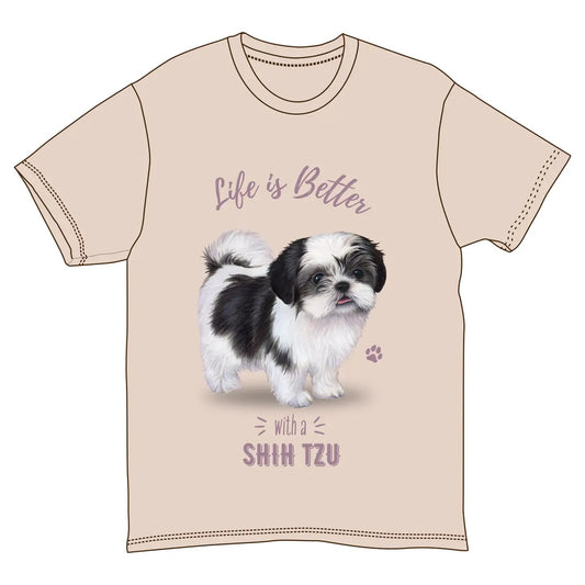 Life is Better with a Shih Tzu T-Shirt, Pink Dog Lover Design, Sizes S-XXL