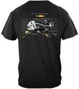 Black Flag Patriotic Blackfish Fishing 100% Cotton Black T-Shirt
