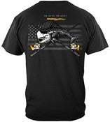 Black Flag Patriotic Mahi Mahi Fishing 100% Cotton Black T-Shirt