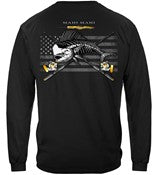Black Flag Patriotic Mahi Mahi Fishing 100% Cotton Black Long Sleeve T-Shirt