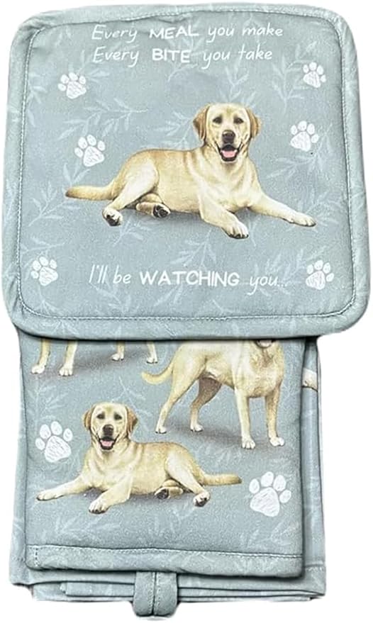 Yellow Labrador 3-Piece Kitchen Set - Oven Mitt, Pot Holder & Kitchen Towel Set